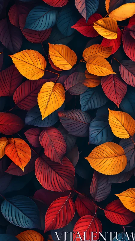 Vibrant autumn leaves create a rich, atmospheric tapestry