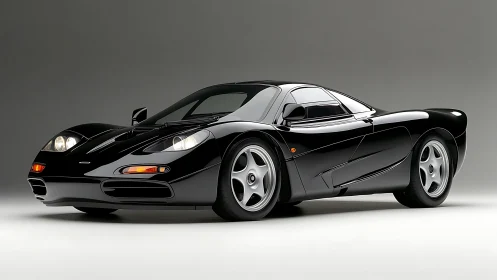 Midnight black hypercar idol poised like a coiled thunderbolt.