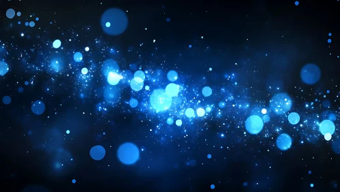 Starlit blue bokeh trail drifting across a dreamy night.