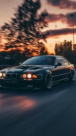 Sunset city cruise lets this sleek black BMW glide home