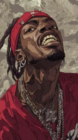 Intense hip hop portrait radiates raw confidence and motion