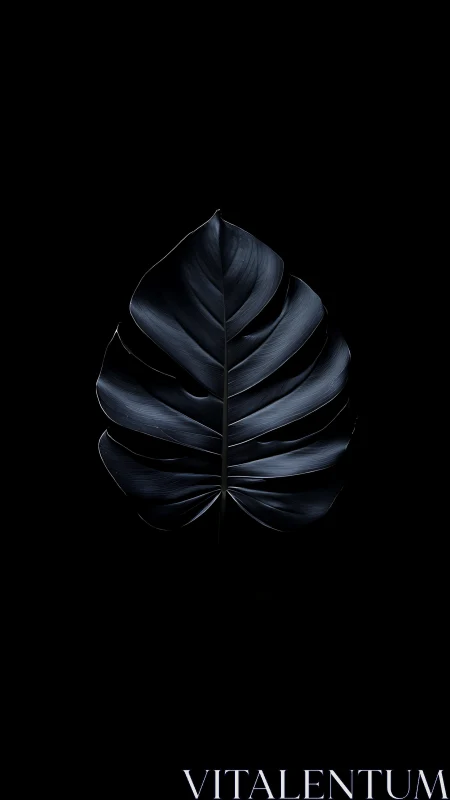 Monstera leaf rendered in dark minimalist studio lighting