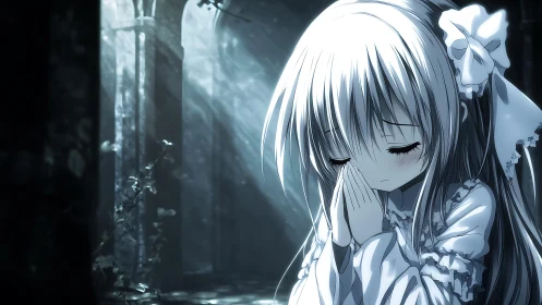 Silent silver prayer lingers beneath ghostlit arches