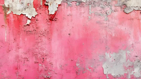 Weathered Pink Wall with Peeling Paint and Textured Surface.