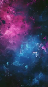Nebulous magenta and cyan clouds merge over deep void