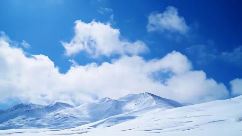 Snow covered mountain ridge under clear blue sky.