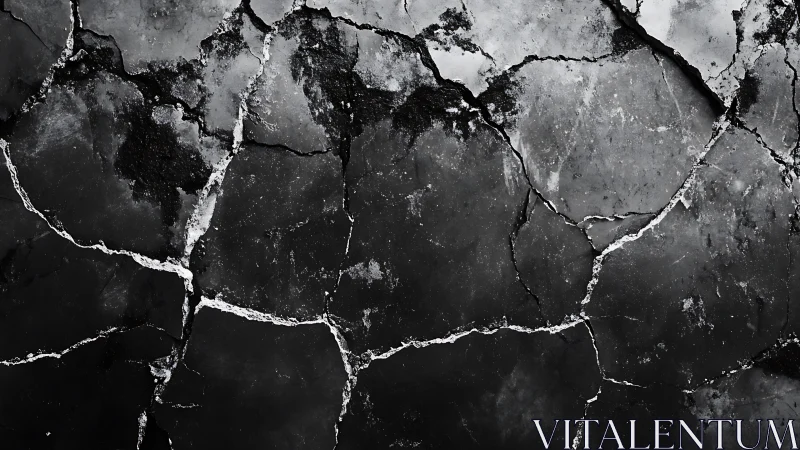 Fractured dark stone surface reveals intricate tectonic fissures
