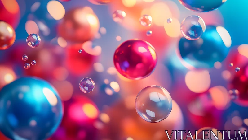 Chromatic translucent spheres rendered in shallow-depth 3D space