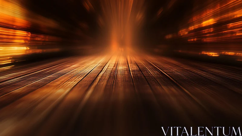 Dramatic wooden floor with glowing motion blur and warm lighting.