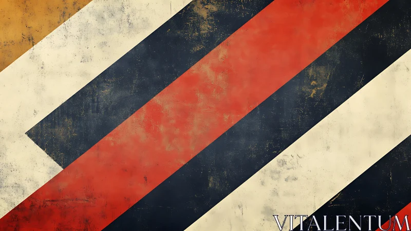 Diagonal vintage stripes with distressed color blocks.