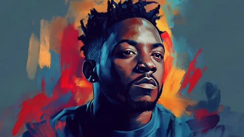 Portrait in bold brushstrokes and quiet electric confidence.