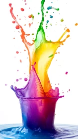 Color splash in motion, joyful rainbow liquid leap.
