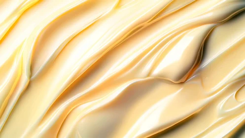 Macro closeup of glossy cream folds in warm pearlescent light.