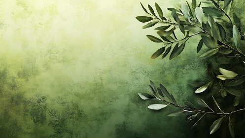 Olive green foliage on textured gradient background.
