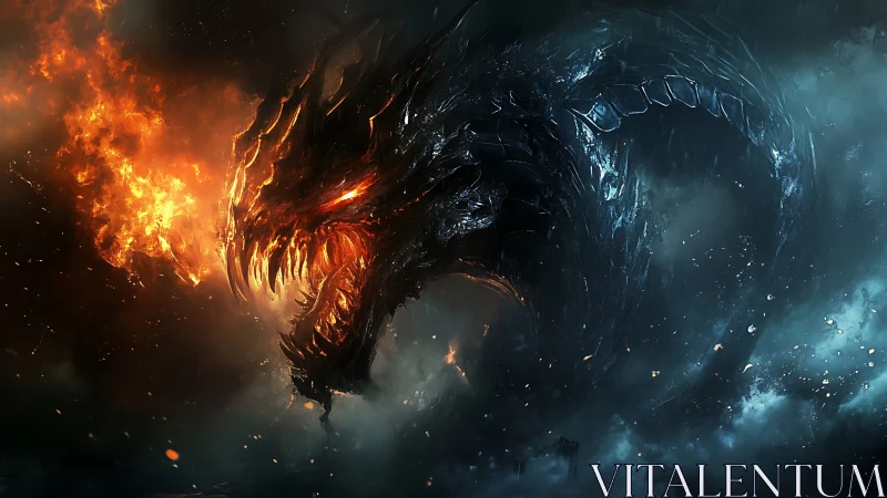 Infernal obsidian dragon unleashes tornado of searing flame.