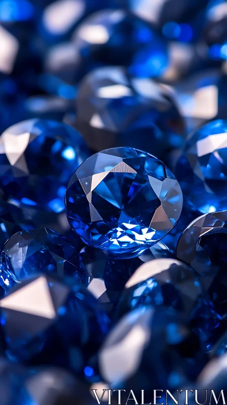 Gleaming blue gemstones sparkle softly in rich close up view