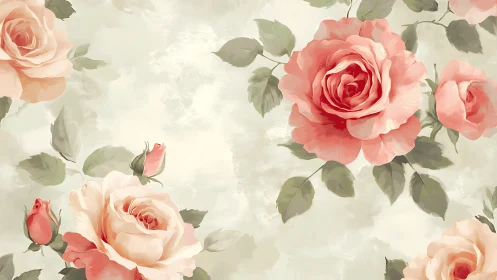 Pink Roses in Soft Watercolor: Romantic Floral Design