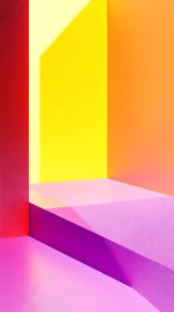 Sunlit neon stairway carving bold paths through color fields.