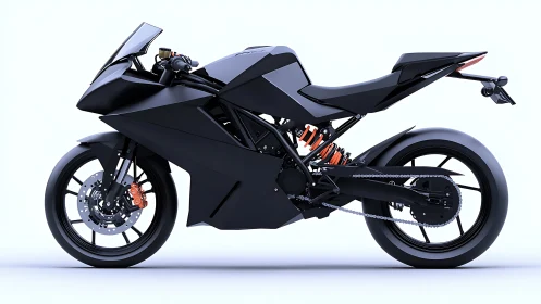 Matte black sport motorcycle side profile render design.