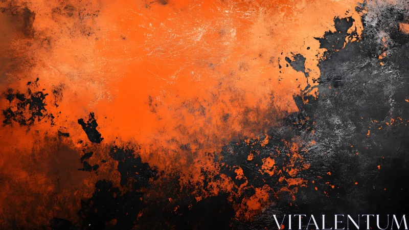 Orange and black textured abstract surface shows rough contrast