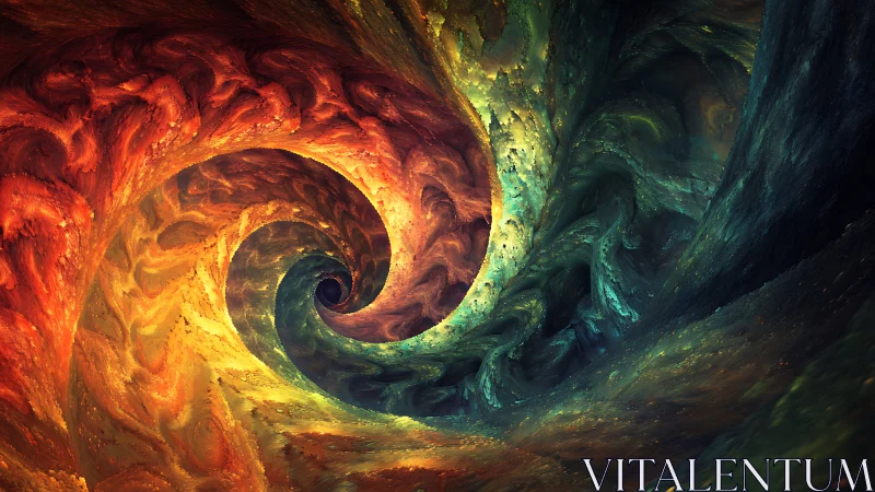 Bifurcated fractal vortex in luminous thermodynamic color fields.