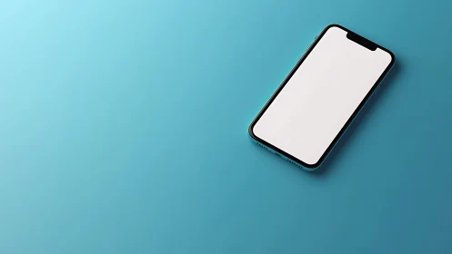 Modern Smartphone on Cyan Background. Blank Screen.