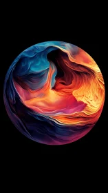 Spherical fluid nebula with layered molten spectrum gradients