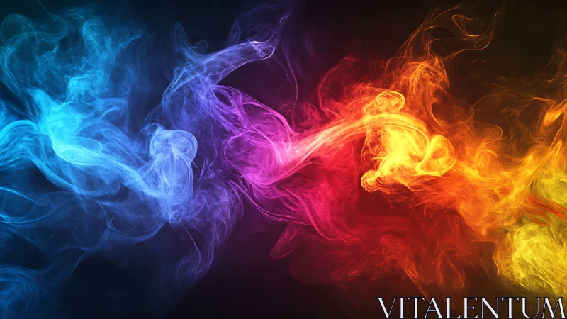 Triadic spectrum nebula: blue, magenta, red and yellow wisps