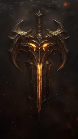 Infernal two-handed sword emblem with molten rune-etched core