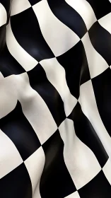Checkered racing flag fabric folds in dynamic close-up study.