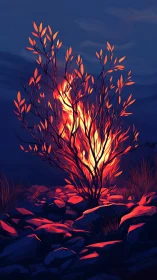 Burning Hope: A Glowing Tree of Fire and Light.