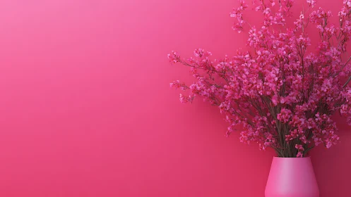 Pink Baby's Breath Bouquet on Monochromatic Pink Background