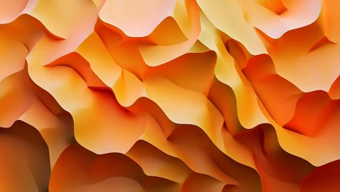 Layered orange gradients form overlapping abstract folds