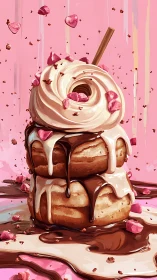 Dessert skyscraper leans under rivers of melting icing