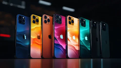 Gradient iPhone Lineup Display: Premium Mobile Color Spectrum.