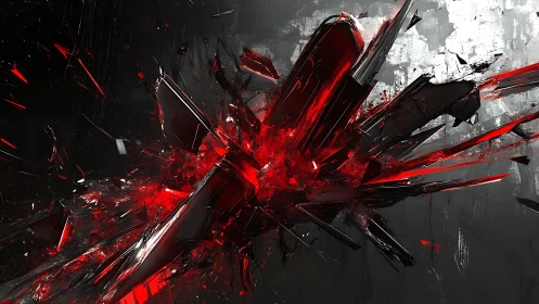 Red and black angular shards in dynamic digital composition.