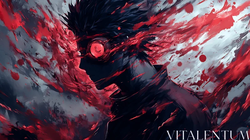 Crimson velocity shatters a lone silhouette in mid-transcendence.