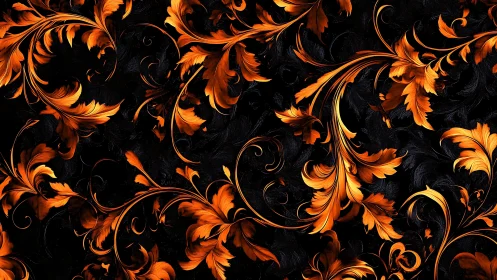 Ember-tipped foliage whirls across midnight velvet space
