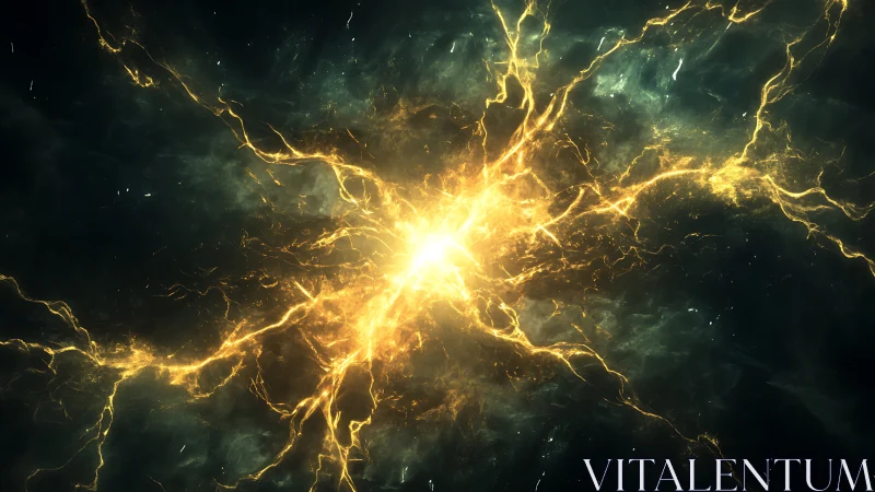 Stellar energy burst radiates golden plasma across void