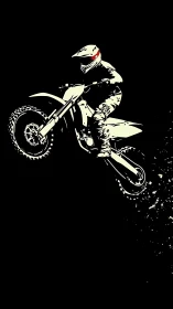 Motocross rider launches into a high-contrast night sky.