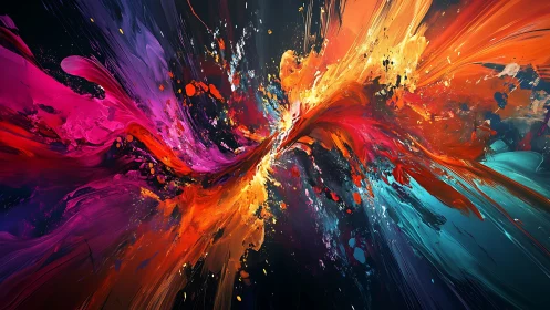 Cosmic paintstorm erupts in colliding ribbons of wild color.