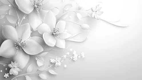 Monochromatic Floral Composition with Dimensional Relief.