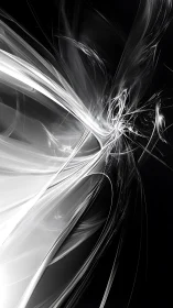 Monochrome fractal plume with high‑contrast vector turbulence.