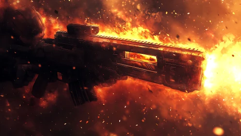 Futuristic Rifle Ignites in Spectacular Flames