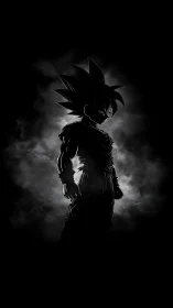 Silhouetted anime warrior rendered in high-contrast backlight