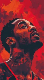 Digital portrait of basketball player in dramatic red chiaroscuro