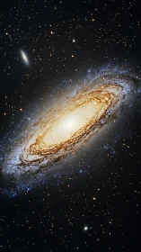 Spiral galaxy viewed edge-on with dense central bulge
