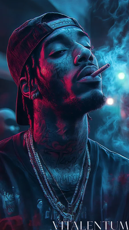 Neon haze portrait of a cool night-time dreamer.