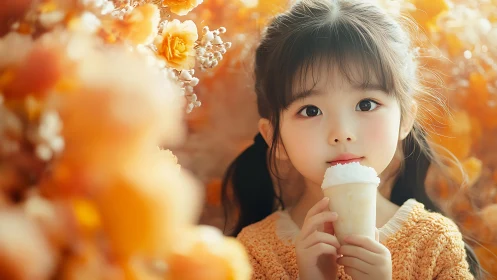 Young Dreamer Sips Summer: Golden Hour Magic with Iced Delight.