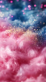 Macro glitter field across iridescent pink fur surface.